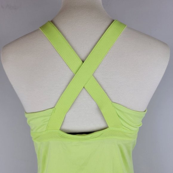 ASICS Neon Green Halter Racer Back Strappy Dry Built-in Bra Sports Tank Top L - Picture 6 of 13